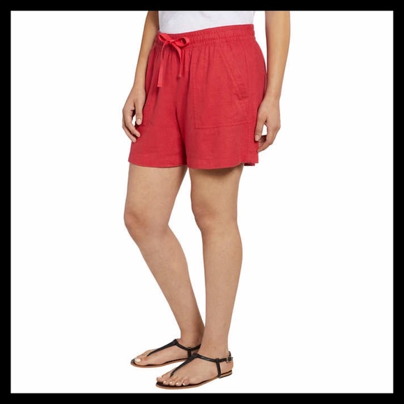 NAUTICAL Linen Blend Pull-On Short Red - Picture 3 of 7